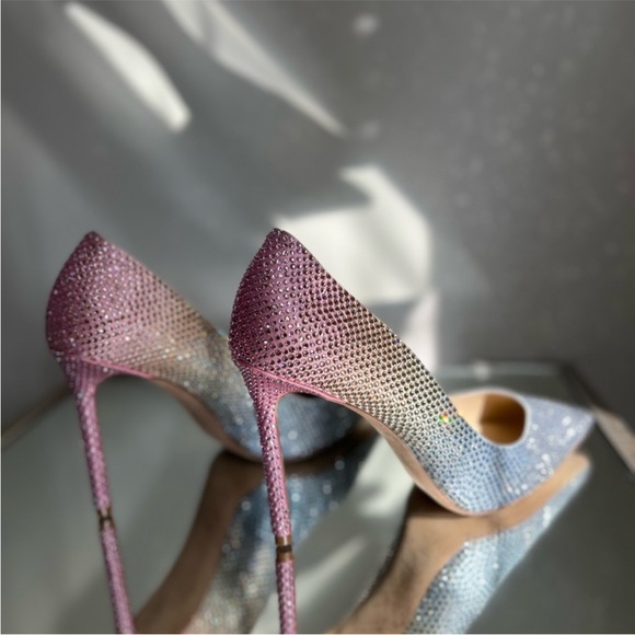 New JIMMY CHOO Romy 100 Leather Embellished Pumps $1,595 37 - Picture 6 of 16